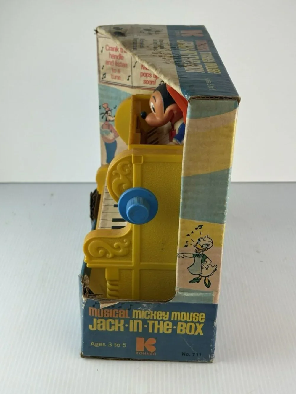 IOB Vtg 1973 Musical Mickey Mouse Jack in the Box KOHNER 711 Walt Disney Toy